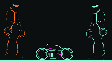 Light motorcycle Wallpaper Tron Legacy - obrazy, fototapety, plakaty