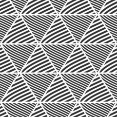 Abstract striped triangles seamless vector pattern. Repeating geometric shapes ornament. Black and white geometric background.