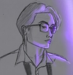 drawing of boy with glasses