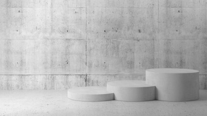 Abstract empty interior with white podium, 3d