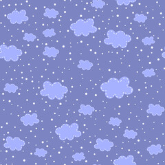 Cloud seamless pattern. Scandinavian style background. Vector illustration for fabric design, gift paper, baby clothes, textiles, cards.