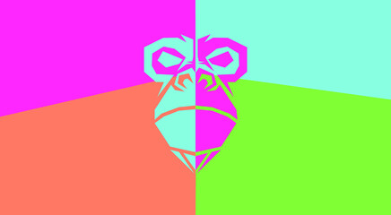 Vector art. Monkey design. Colorful background.