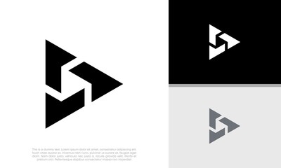 Innovative high tech logo template. Template label for blockchain technology.