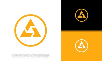 Innovative high tech logo template. Template label for blockchain technology. Initial A. Technology Logo.	