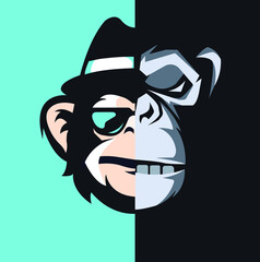 Monkey logo animal vector design.