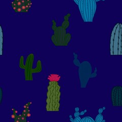 Floral seamless cactus pattern for fabrics and textiles and packaging and gifts and cards and linens and kids