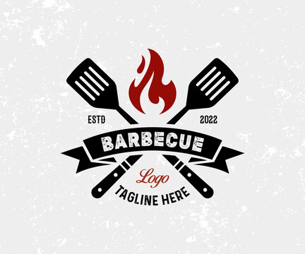 Simple Modern Barbecue logo design Food or grill template Vector.