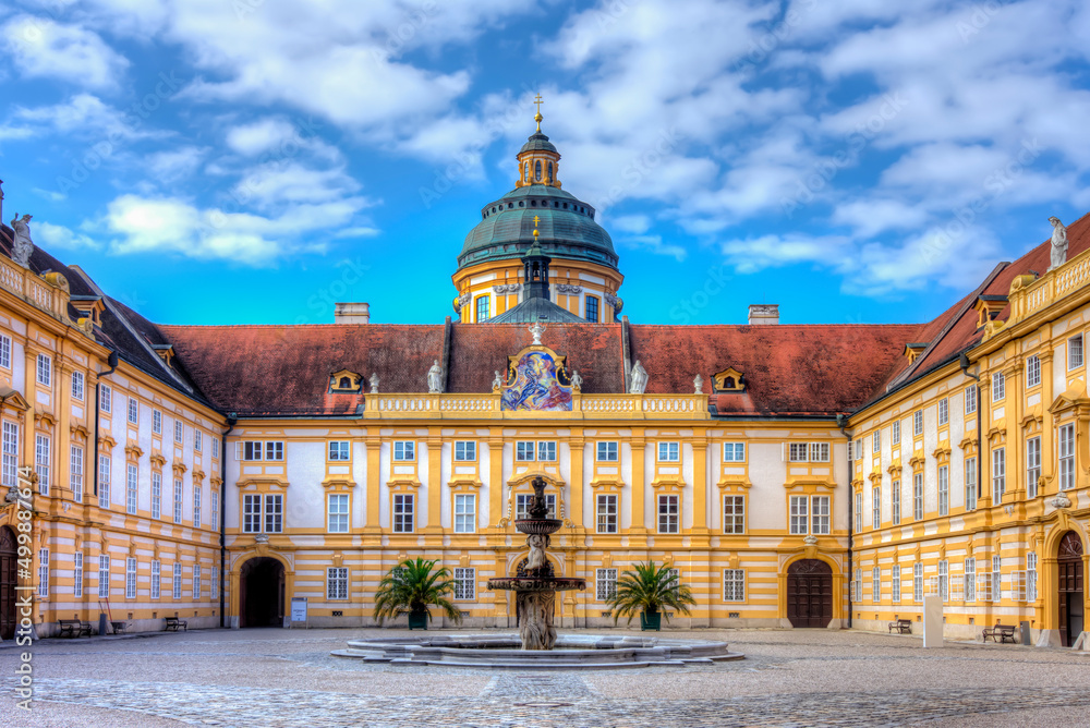 Sticker melk abbey in wachau valley, austria