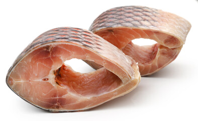 Popular rohu fish sliced