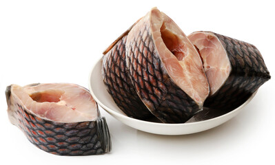 Popular rohu fish sliced