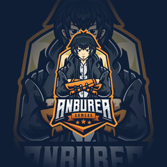 Man Anime Mascot Esport Logo Design Illustration For Gaming Club