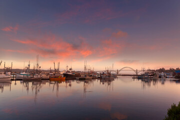 Sunset at Port of Newport Oregon United States USA