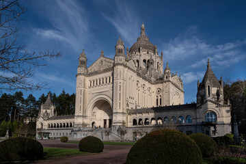 Exterior architecture of the basilica of Lisieux in Normandy, France