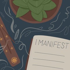 illustration of manifesting, journaling