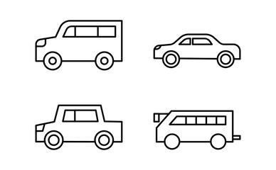 Vector illustration with car icon. Outline drawing