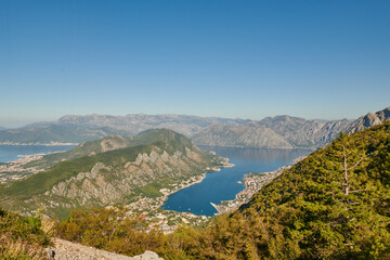 Fototapeta na wymiar kotor bay in montenegro with emerald water