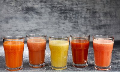 fresh juice in the glasses