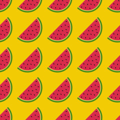 Seamless watermelons pattern. Vector background. Flat design.