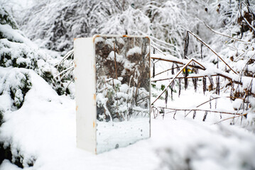 mirror in the winter garden