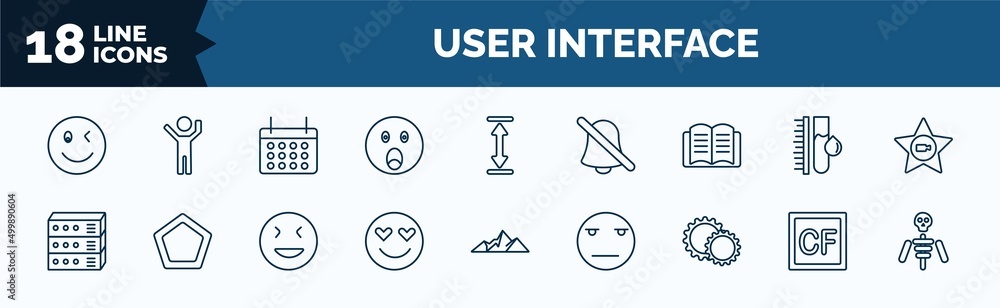 Aufkleber set of user interface web icons in outline style. thin line icons such as winking smile, shocked smi