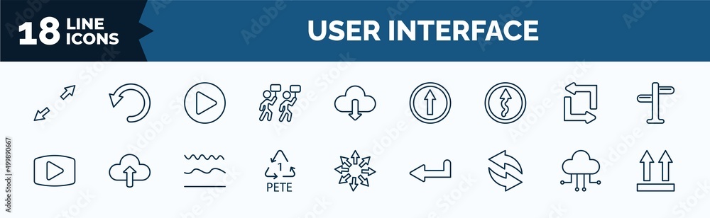 Poster set of user interface web icons in outline style. thin line icons such as scale arrows, industrial a