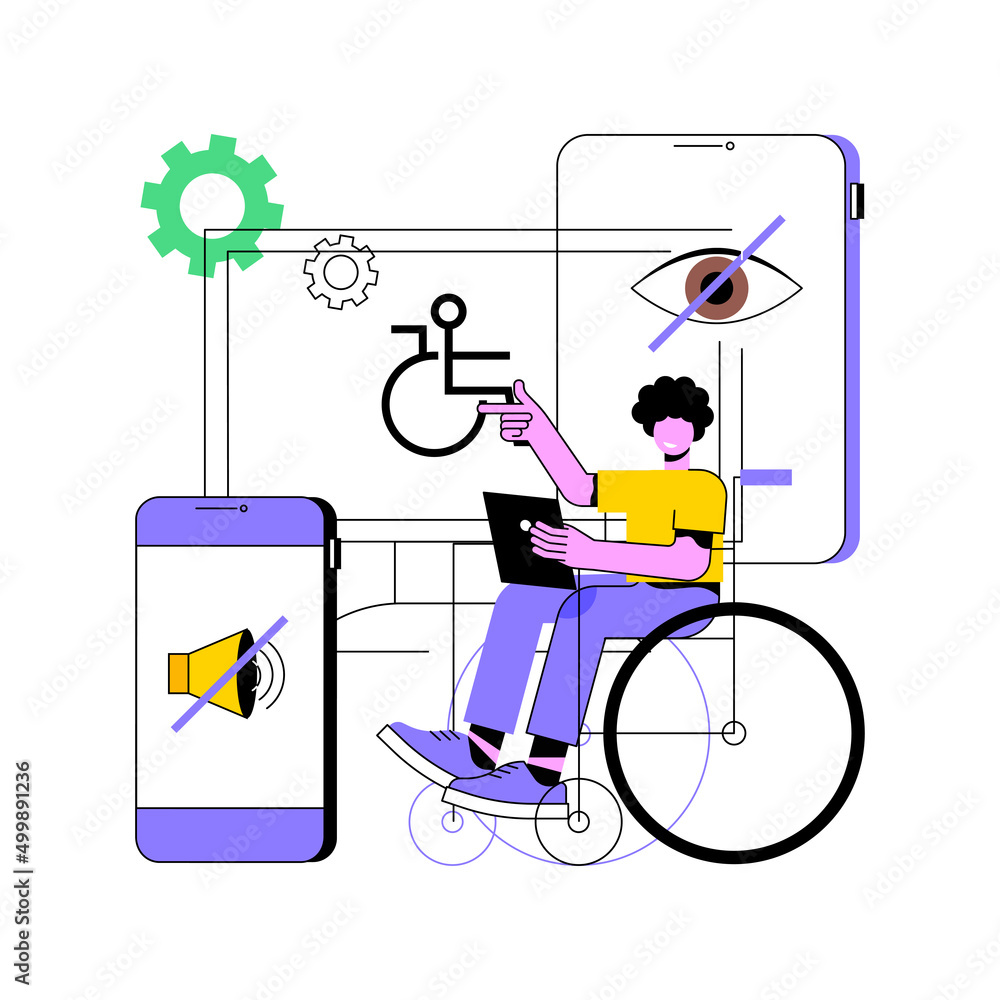 Poster electronic accessibility abstract concept vector illustration. accessibility to websites, electronic