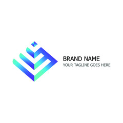Abstract Pyramid shape logo in blue gradient element vector. best for bussiness logo with simple and ellegant workflow