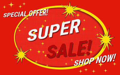Super sale, discount banner vector design template