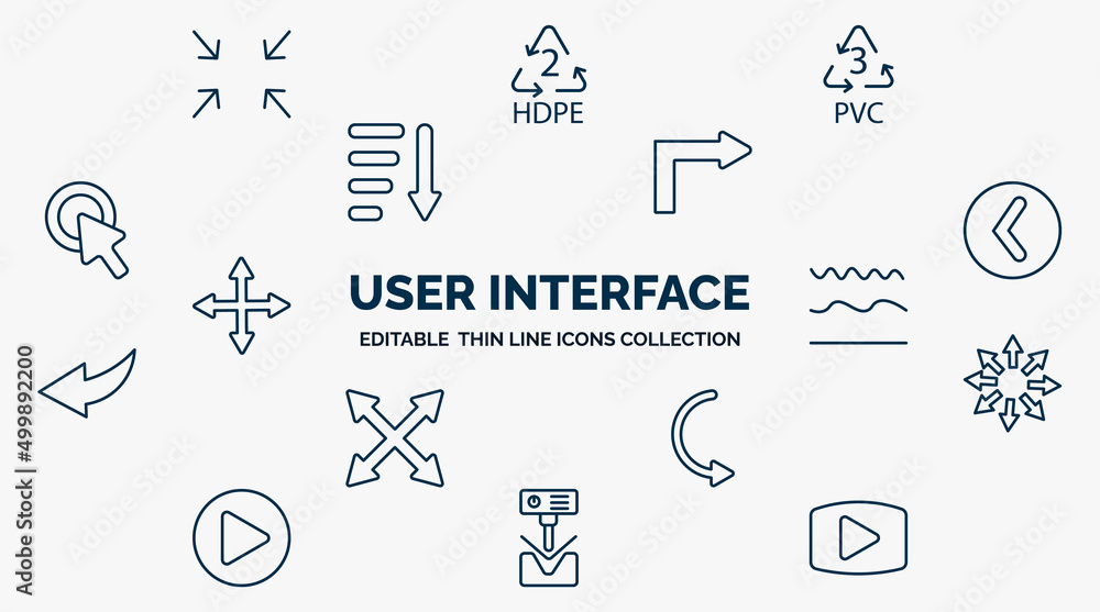 Aufkleber concept of user interface web icons in outline style. thin line icons such as exit full screen arrow