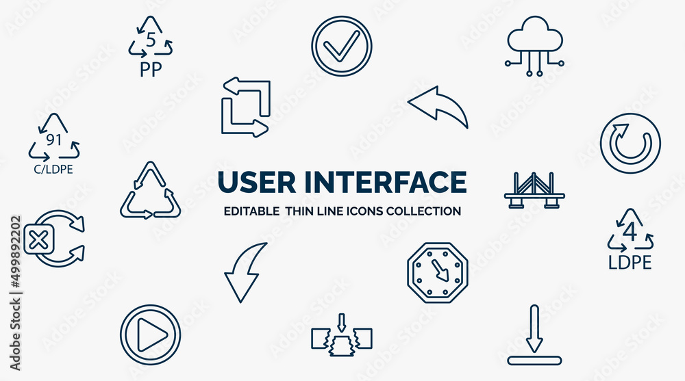 Aufkleber concept of user interface web icons in outline style. thin line icons such as 5 pp, cloud with conne