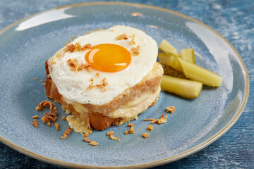 breakfast with fried egg and cheese