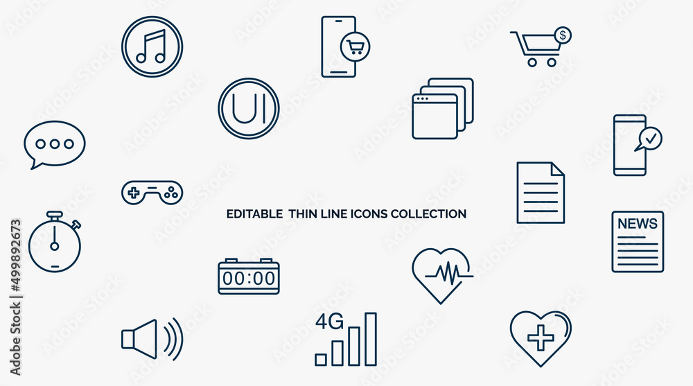 Poster concept of web icons in outline style. thin line icons such as ,