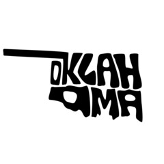 Oklahoma map typography. Oklahoma state map typography. Oklahoma lettering.