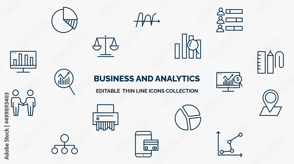 Aufkleber concept of business and analytics web icons in outline style. thin line icons such as data analysis 
