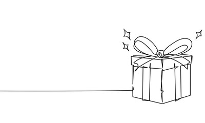 Gift box continuous single line drawing