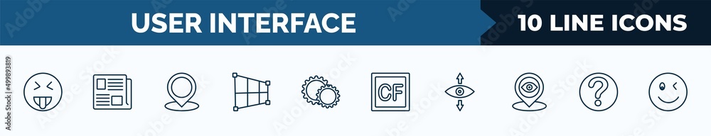 Aufkleber set of 10 user interface web icons in outline style. thin line icons such as insolent, newspaper fol