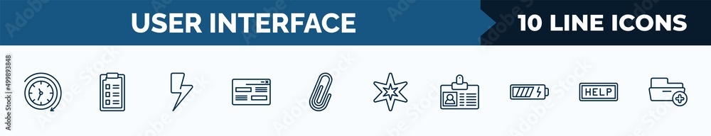 Poster set of 10 user interface web icons in outline style. thin line icons such as anti clockwise, form, l