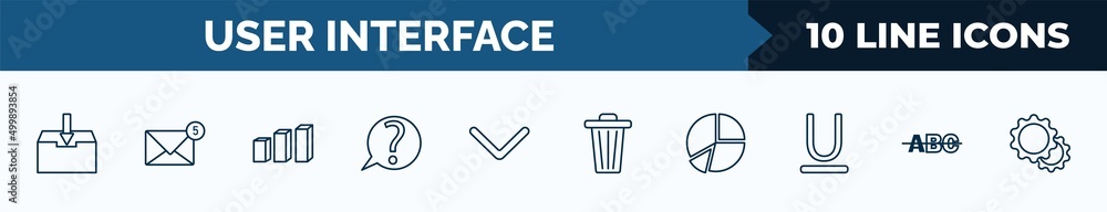 Poster set of 10 user interface web icons in outline style. thin line icons such as file inbox, new message