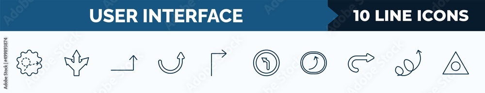 Poster set of 10 user interface web icons in outline style. thin line icons such as scribble broken line, t