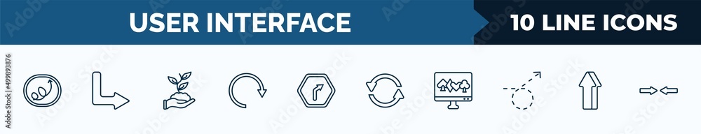 Poster set of 10 user interface web icons in outline style. thin line icons such as scribble right arrow, d