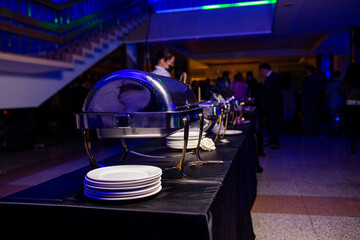 metal marmites for catering at the event