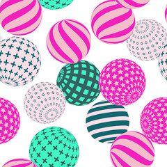 Retro 3d illustration of abstract balls, great design for any purpose. Modern poster for cover design. Vector seamless technology background. Background wall design.