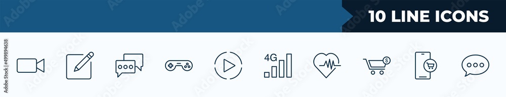 Aufkleber set of 10 web icons in outline style. thin line icons such as , vector