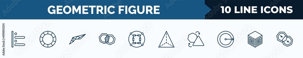 Poster set of 10 geometric figure web icons in outline style. thin line icons such as left alignment, circu