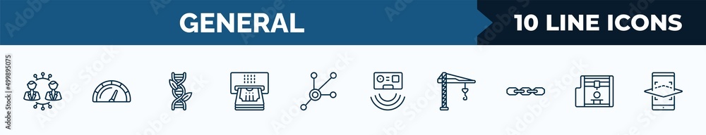 Aufkleber set of 10 general web icons in outline style. thin line icons such as business networking, credit ra