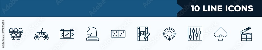 Poster set of 10 web icons in outline style. thin line icons such as , vector