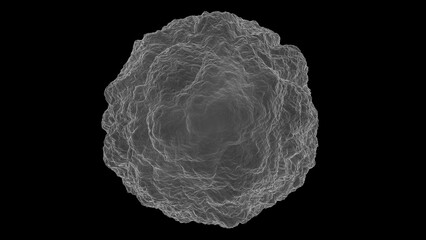 White mesh, deformed sphere. Abstract illustration, 3d render.