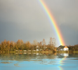rainbow over the village