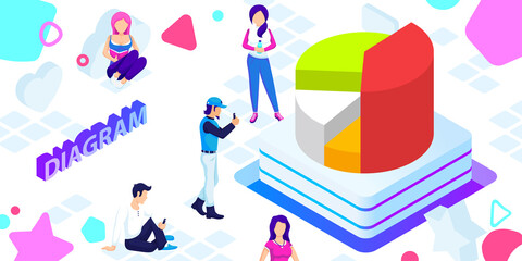 Diagram isometric design icon. Vector web illustration. 3d colorful concept