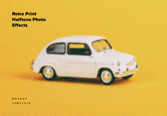 Retro Print Halftone Photo Effects Mockup